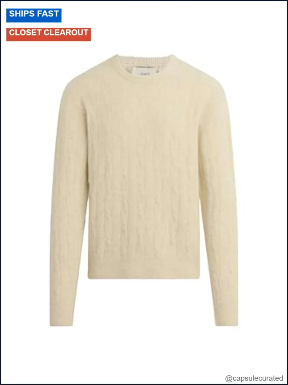 Alpaca Yak Blend Cable Knit Crew Neck Long Sleeve Sweater Pullover